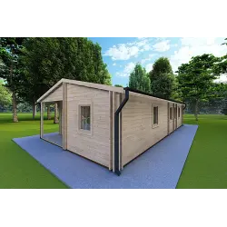 Casa coibentata in legno ALMA 6x12 44/10/44 mm, fronte lato destro
