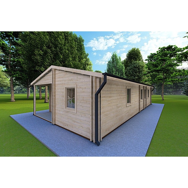 Casa coibentata in legno ALMA 6x12 44/10/44 mm, fronte lato destro