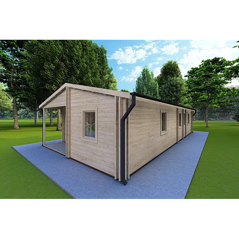 Casa coibentata in legno ALMA 6x12 44/10/44 mm, fronte lato destro