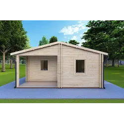 Casa coibentata in legno ALMA 6x12 44/10/44 mm, vista frontale