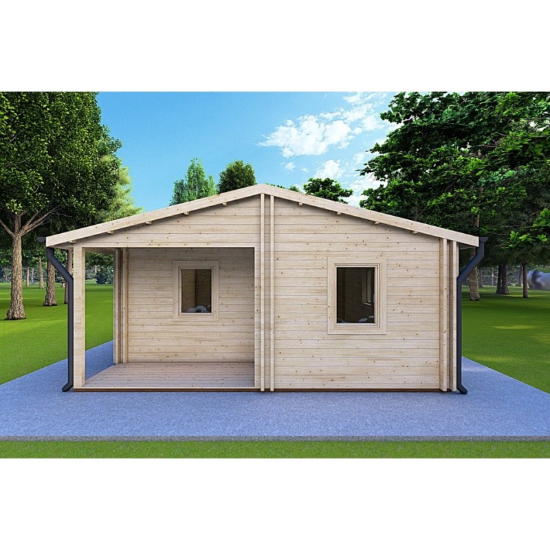 Casa coibentata in legno ALMA 6x12 44/10/44 mm, vista frontale
