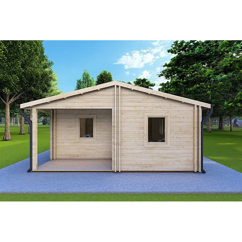 Casa coibentata in legno ALMA 6x12 44/10/44 mm, vista frontale
