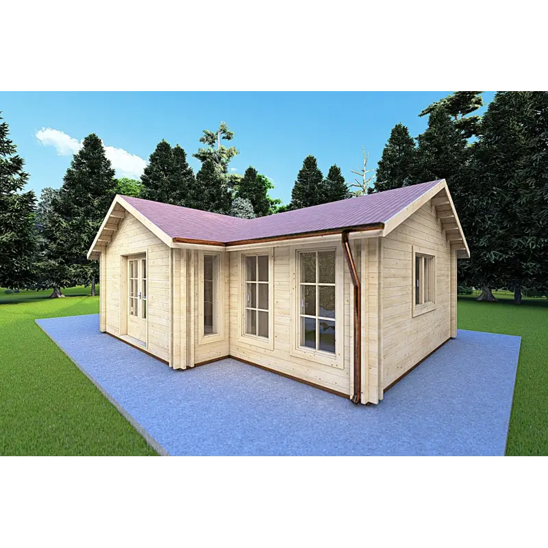 Casa di legno coibentata NOEMI 10x6 44/100/44 mm, fronte lato destro