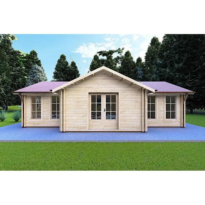 Casa di legno coibentata NOEMI 10x6 44/100/44 mm, vista frontale