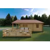 Casa di legno coibentata SMERALDA 6x6 con mezzanino e terrazza 44/100/44 mm, lato destro