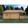 Casa di legno coibentata SMERALDA 6x6 con mezzanino e terrazza 44/100/44 mm, lato sinistro
