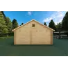 Casa di legno coibentata SMERALDA 6x6 con mezzanino e terrazza 44/100/44 mm, retro