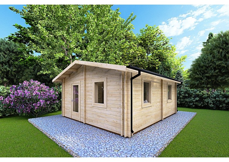 Casa in legno coibentata IRMA 5x6 44/100/44 mm, fronte lato destro