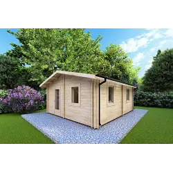 Casa in legno coibentata IRMA 5x6 44/100/44 mm, fronte lato destro