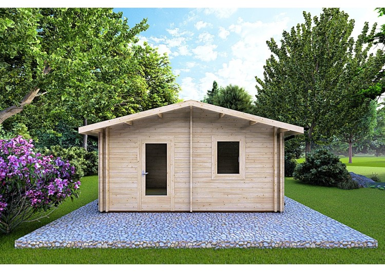 Casa in legno coibentata IRMA 5x6 44/100/44 mm, vista frontale