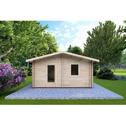Casa in legno coibentata IRMA 5x6 44/100/44 mm, vista frontale