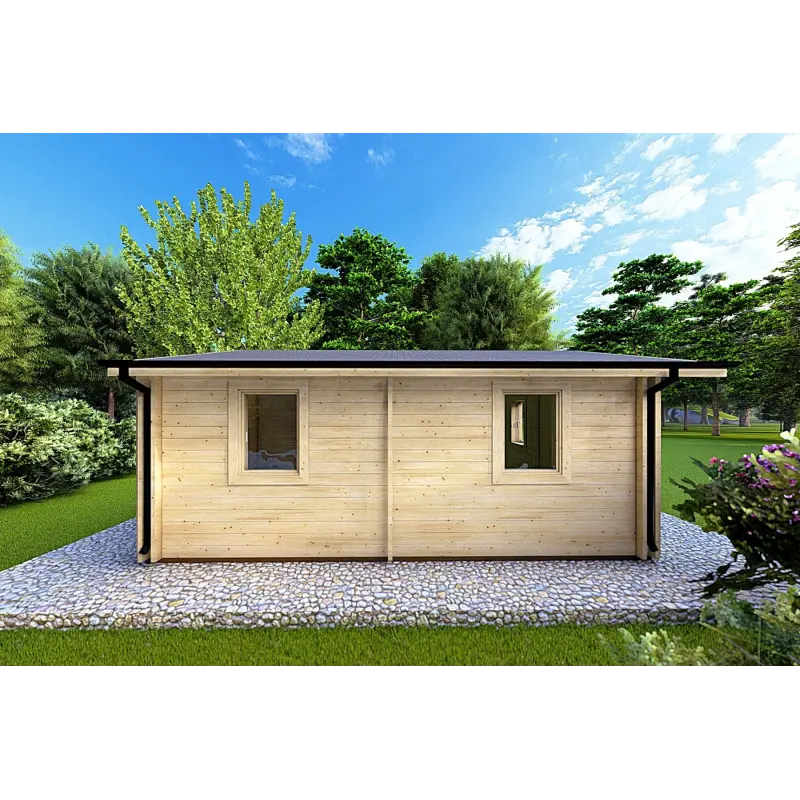 Casa in legno coibentata IRMA 5x6 44/100/44 mm, lato sinistro