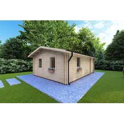 Casa coibentata in legno DALIA 6x8 44/100/44 mm, fronte lato destro