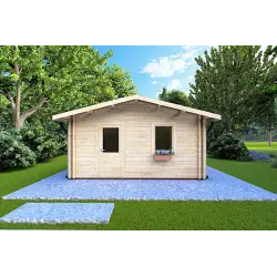 Casa coibentata in legno DALIA 6x8 44/100/44 mm, vista frontale