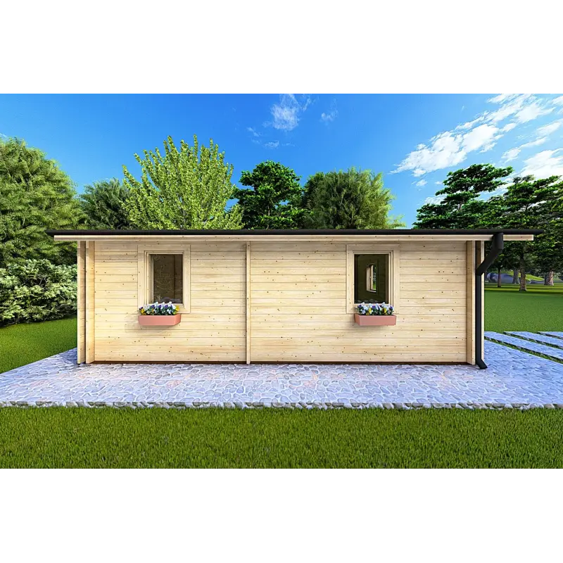 Casa coibentata in legno DALIA 6x8 44/100/44 mm, lato sinistro