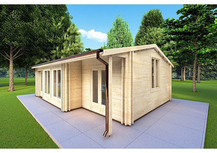 Casa di legno coibentata ADELE 8x6 44/100/44 mm, fronte lato destro