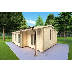 Casa di legno coibentata ADELE 8x6 44/100/44 mm, fronte lato destro