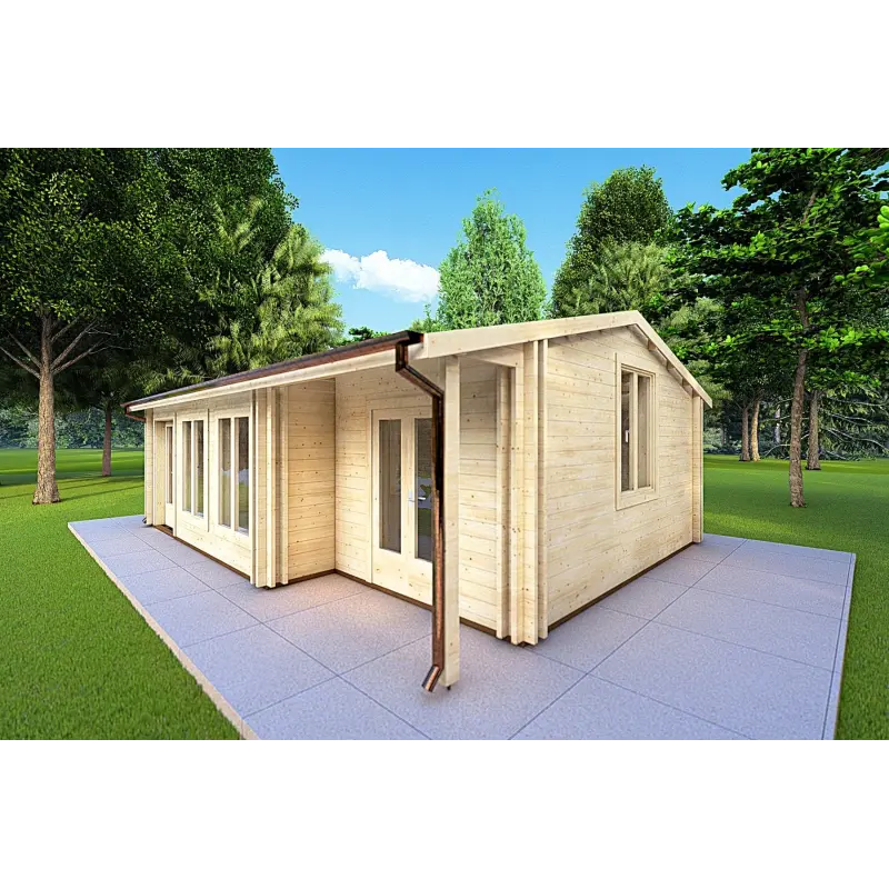 Casa di legno coibentata ADELE 8x6 44/100/44 mm, fronte lato destro