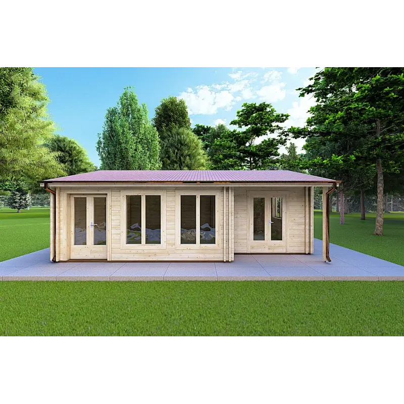 Casa di legno coibentata ADELE 8x6 44/100/44 mm, vista frontale
