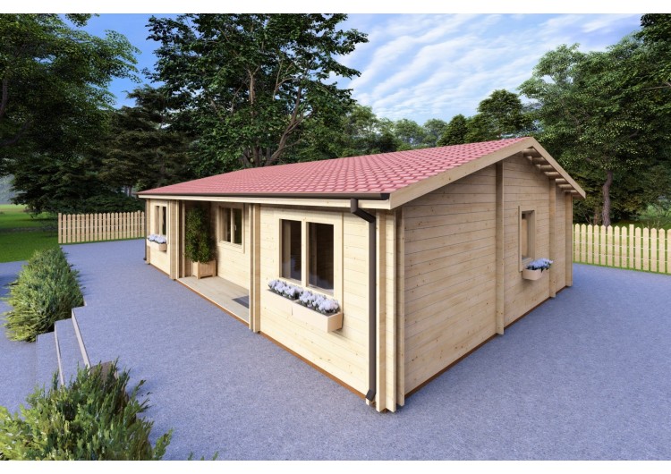 Casa coibentata in legno GIADA 10x7.20 44/100/44 mm, fronte lato destro