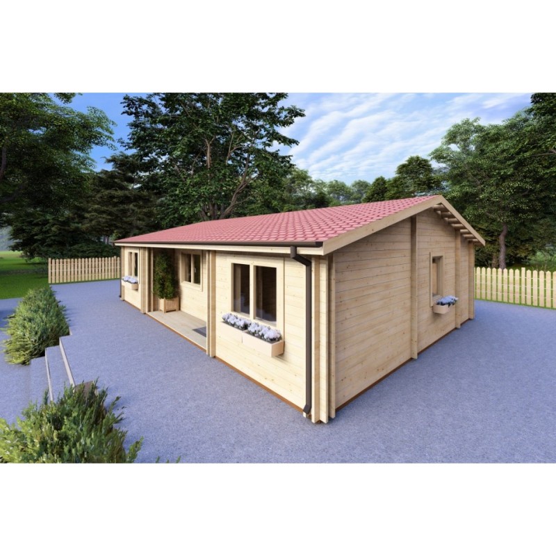Casa coibentata in legno GIADA 10x7.20 44/100/44 mm, fronte lato destro