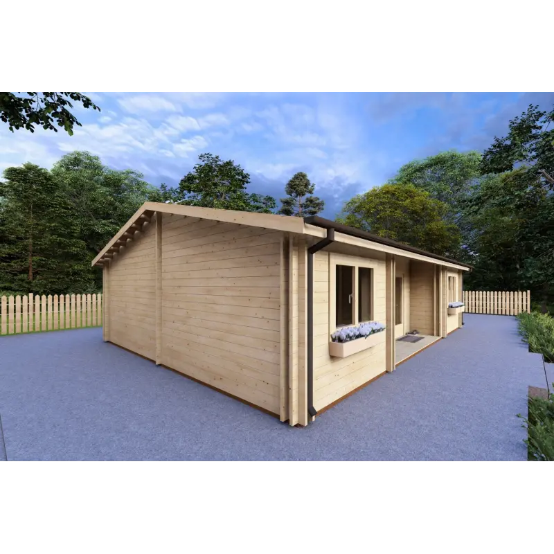 Casa coibentata in legno GIADA 10x7.20 44/100/44 mm, fronte lato sinistro