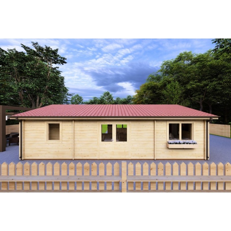Casa coibentata in legno GIADA 10x7.20 44/100/44 mm, retro