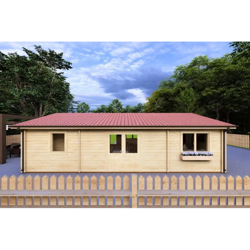 Casa coibentata in legno GIADA 10x7.20 44/100/44 mm, retro