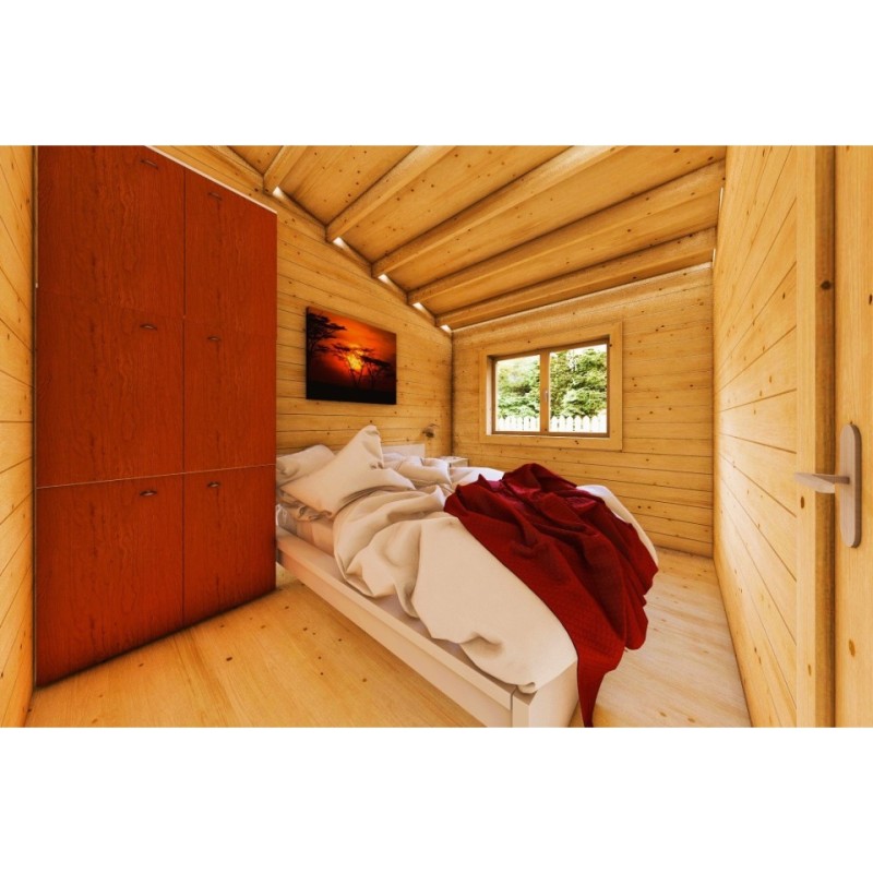 Casa coibentata in legno GIADA 10x7.20 44/100/44 mm, interno camera da letto