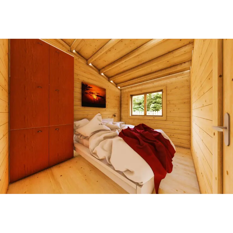 Casa coibentata in legno GIADA 10x7.20 44/100/44 mm, interno camera da letto