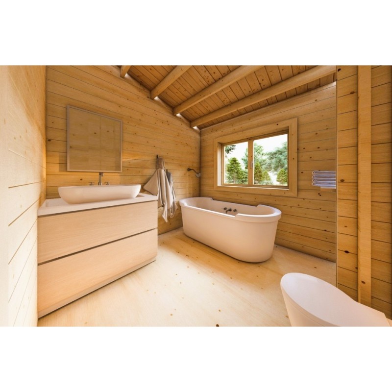Casa coibentata in legno GIADA 10x7.20 44/100/44 mm, interno bagno