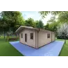 Casa di legno coibentata LARA 6x8 44/100/44 mm, fronte lato destro