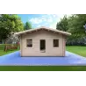 Casa di legno coibentata LARA 6x8 44/100/44 mm, vista frontale