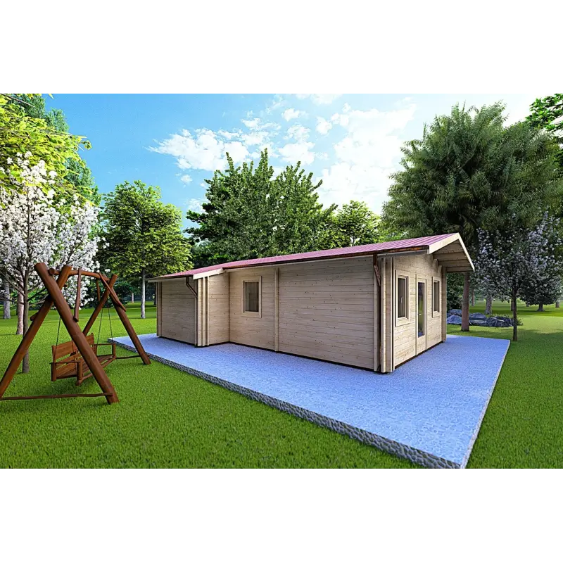 Casa di legno coibentata LARA 6x8 44/100/44 mm, lato sinistro