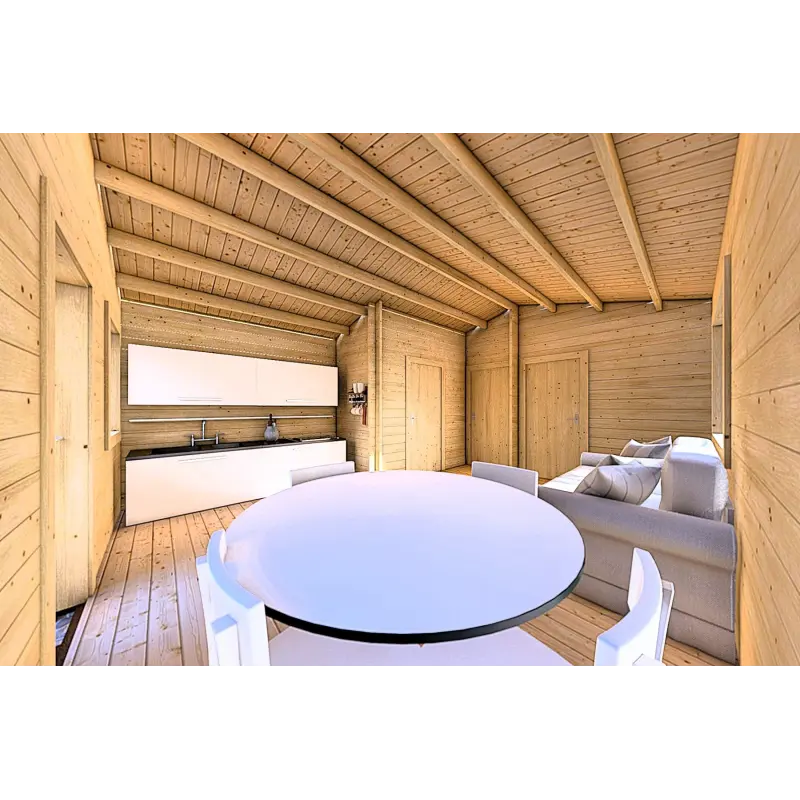 Casa di legno coibentata LARA 6x8 44/100/44 mm, interno