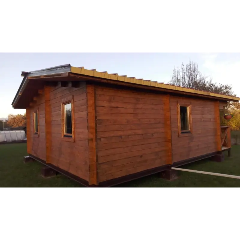 Casa di legno coibentata ELBA 6x6 44/100/44 mm, realizzazione retro sinistro