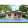 Casa di legno coibentata ELBA 6x6 44/100/44 mm, vista frontale