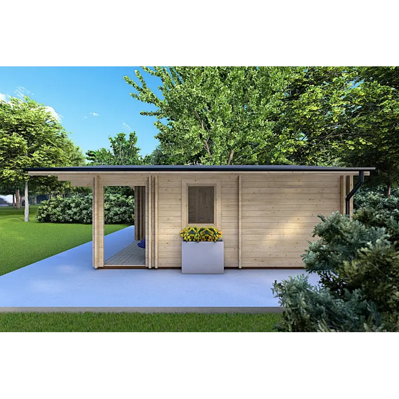 Casa di legno coibentata ELBA 6x6 44/100/44 mm, lato destro