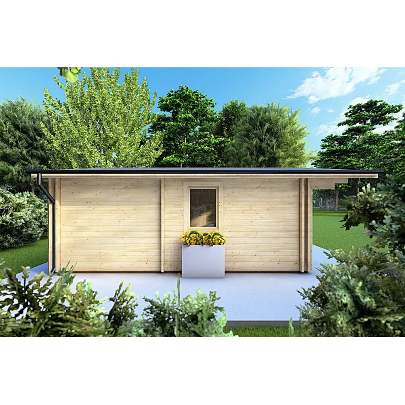 Casa di legno coibentata ELBA 6x6 44/100/44 mm, lato sinistro