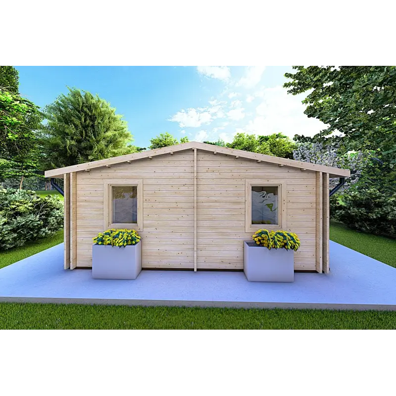 Casa di legno coibentata ELBA 6x6 44/100/44 mm, retro