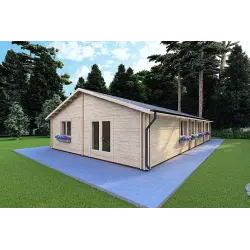 Casa in legno coibentata NIZZA 8x14.5 44/100/44 mm, fronte lato destro
