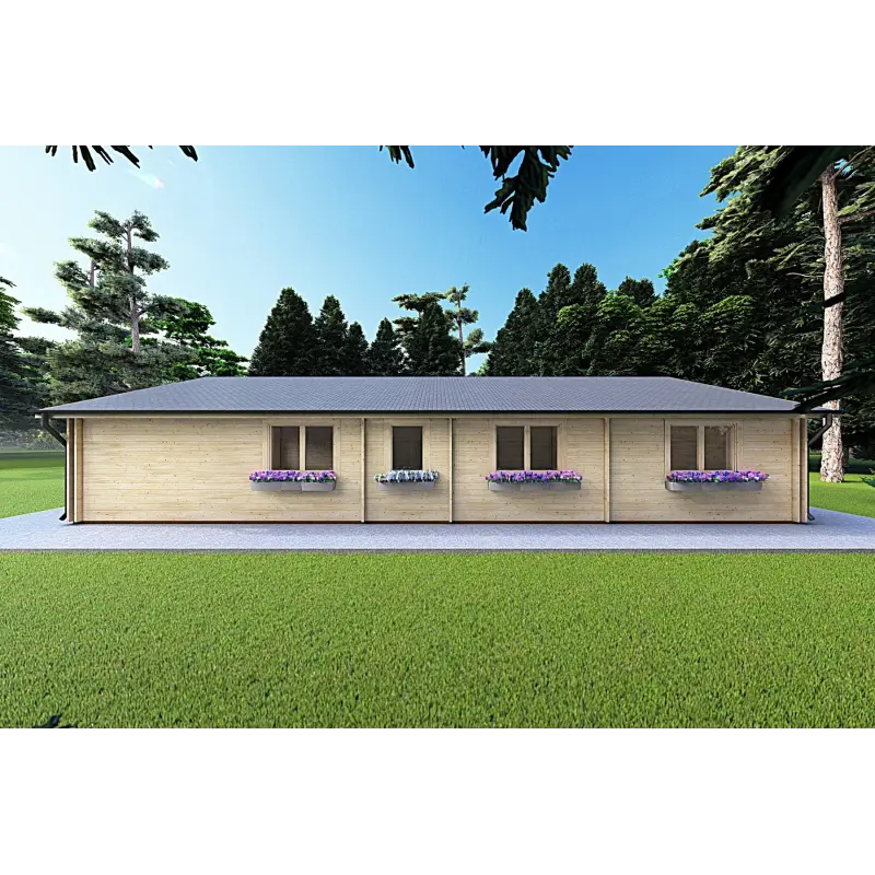 Casa in legno coibentata NIZZA 8x14.5 44/100/44 mm, lato sinistro