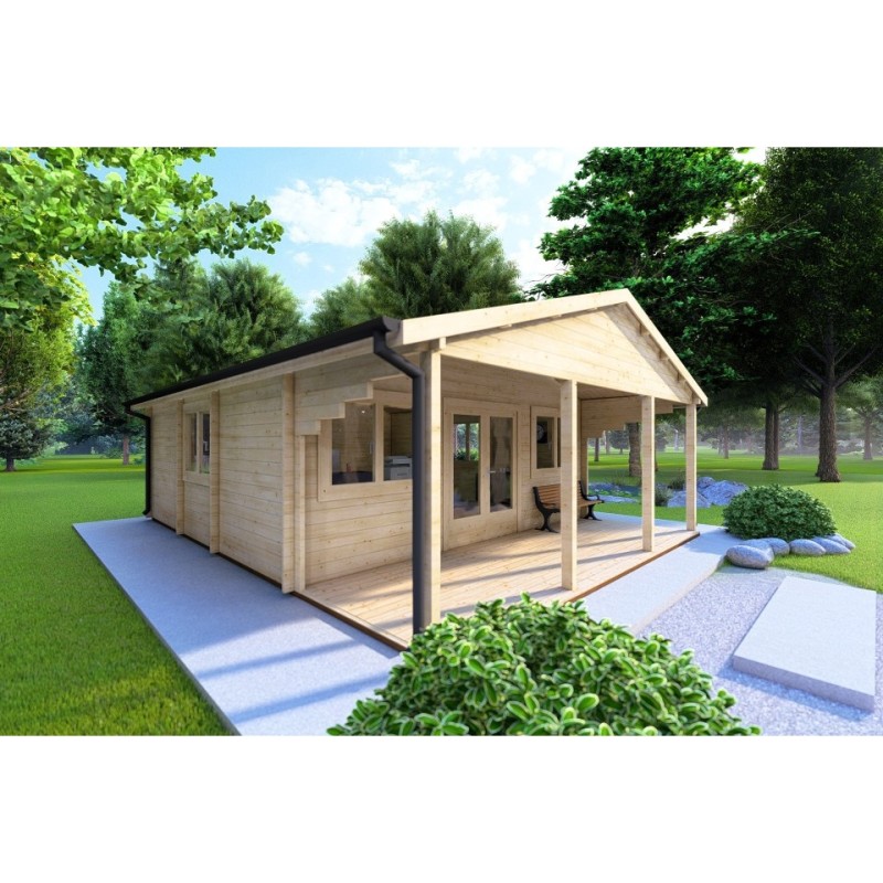 Casa in legno PERLA 6x6 44 mm, fronte lato sinistro