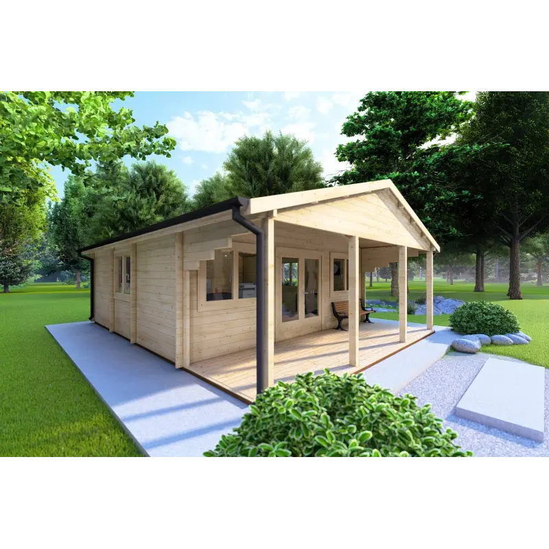 Casa in legno PERLA 6x6 44 mm, fronte lato sinistro