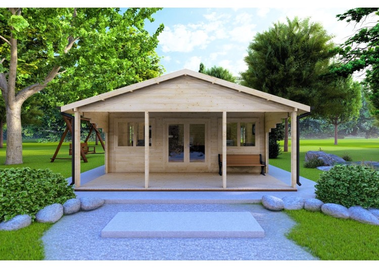 Casa in legno PERLA 6x6 44 mm, vista frontale
