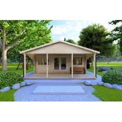 Casa in legno PERLA 6x6 44 mm, vista frontale