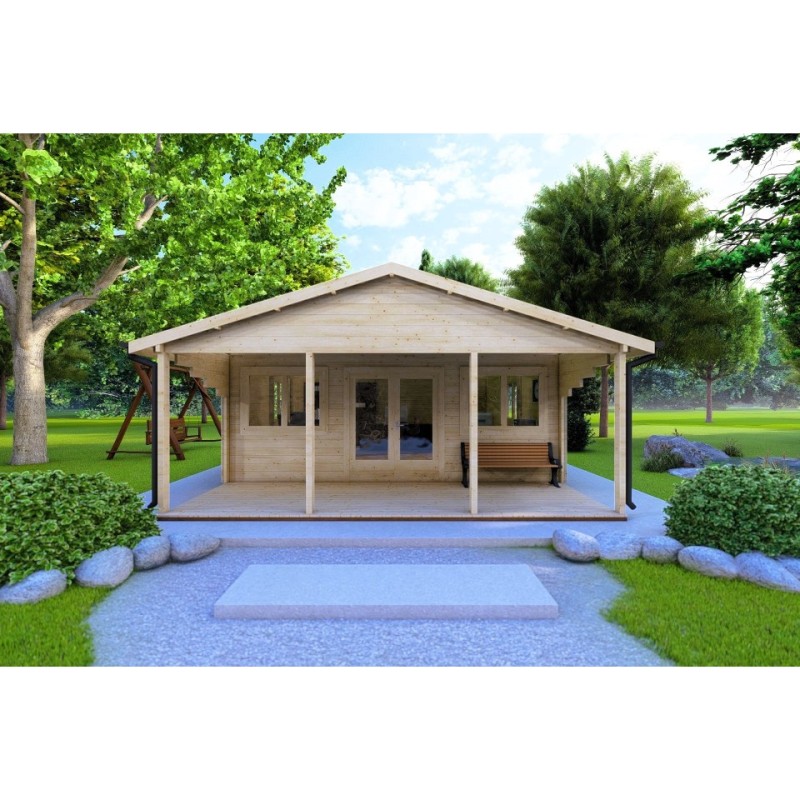 Casa in legno PERLA 6x6 44 mm, vista frontale