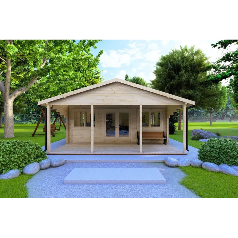 Casa in legno PERLA 6x6 44 mm, vista frontale