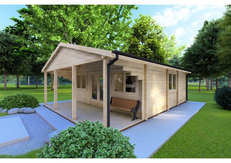 Casa in legno PERLA 6x6 44 mm, fronte lato destro