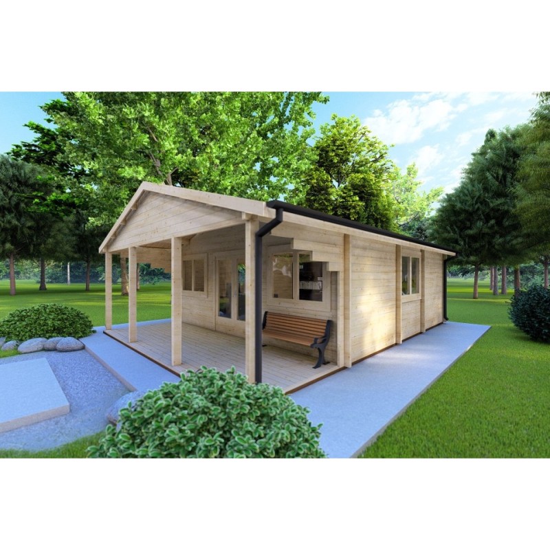 Casa in legno PERLA 6x6 44 mm, fronte lato destro